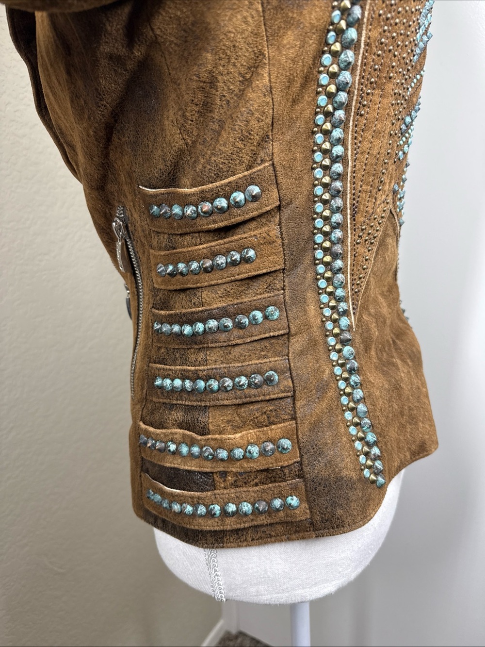 Kippy’s Original Vintage Women's Sz S Genuine Leather Jacket Rhinestone Cowgirl - Picture 8 of 16
